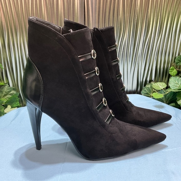 Ankle Boots high heels black suede - Picture 3 of 6
